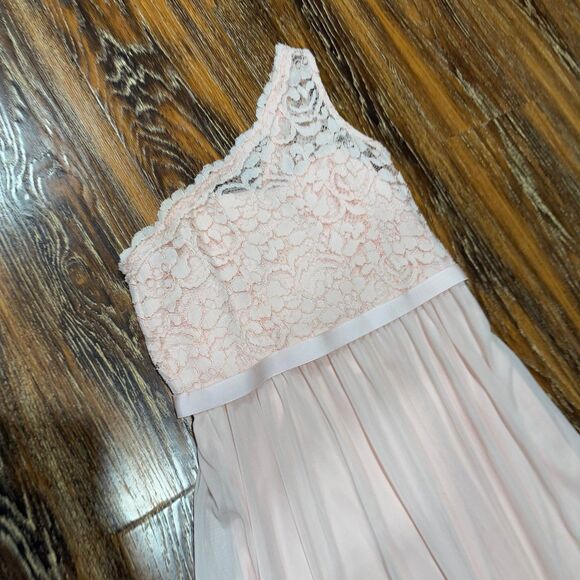 David’s Bridal Girls Size 12 Pink One Shoulder Strap L - Picture 3 of 6